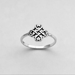 Sterling Silver Quadruple Celtic Ring, Heart Ring, Silver Rings, Eternity Knots